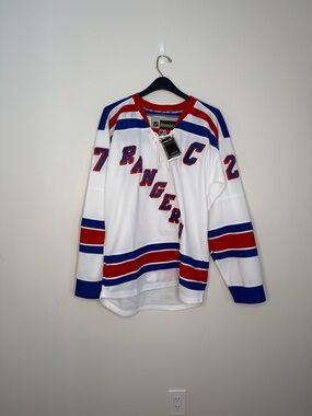 Reebok White Red Blue Rangers McDonagh Lace-Up Hockey Jersey